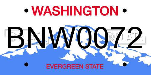 BNW0072 Washington License Plate