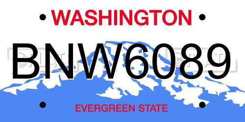 BNW6089 Washington License Plate