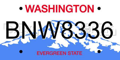 BNW8336 Washington License Plate