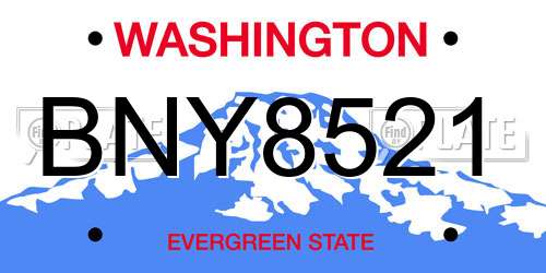 BNY8521 Washington License Plate