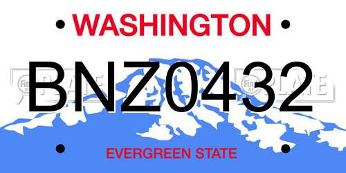 BNZ0432 Washington License Plate