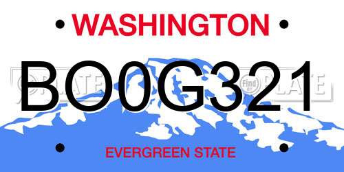 BO0G321 Washington License Plate