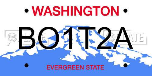 BO1T2A Washington License Plate