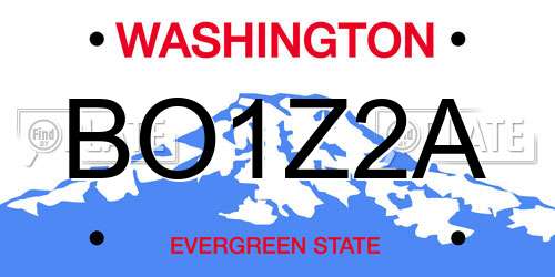 BO1Z2A Washington License Plate