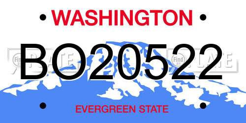 BO20522 Washington License Plate