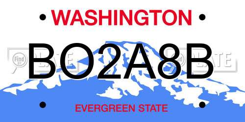 BO2A8B Washington License Plate