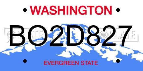 BO2D827 Washington License Plate