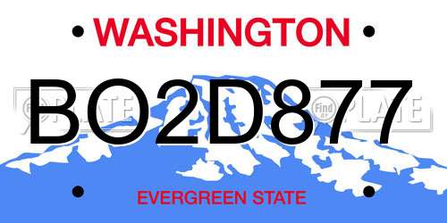 BO2D877 Washington License Plate