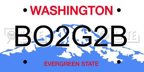 BO2G2B Washington License Plate
