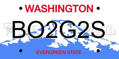 BO2G2S Washington License Plate