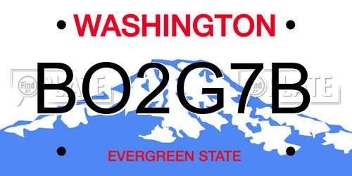 BO2G7B Washington License Plate