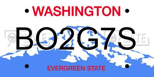 BO2G7S Washington License Plate