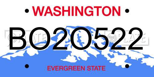 BO2O522 Washington License Plate