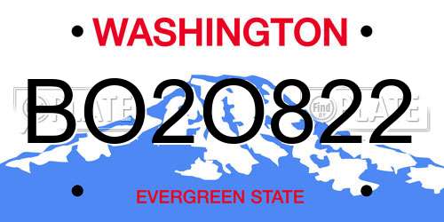 BO2O822 Washington License Plate