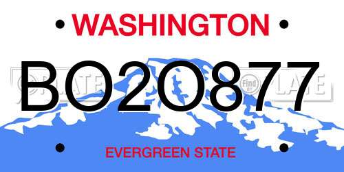 BO2O877 Washington License Plate