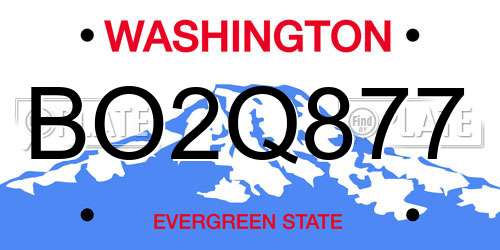 BO2Q877 Washington License Plate