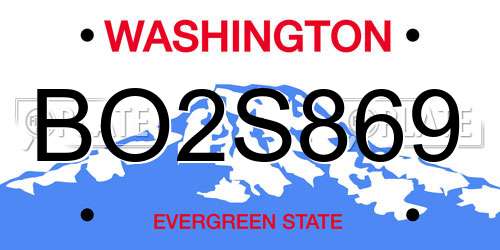 BO2S869 Washington License Plate