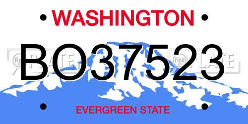 BO37523 Washington License Plate