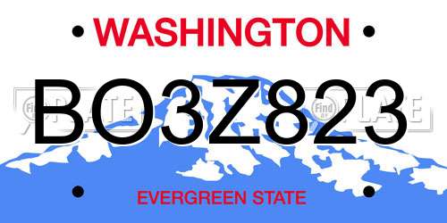 BO3Z823 Washington License Plate