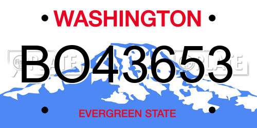 BO43653 Washington License Plate