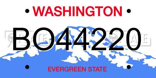 BO44220 Washington License Plate