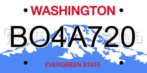 BO4A720 Washington License Plate