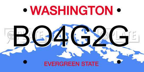 BO4G2G Washington License Plate