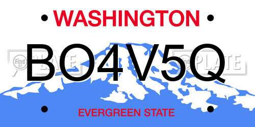 BO4V5Q Washington License Plate