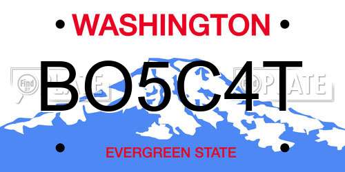 BO5C4T Washington License Plate