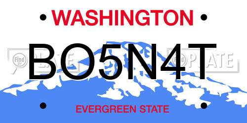 BO5N4T Washington License Plate