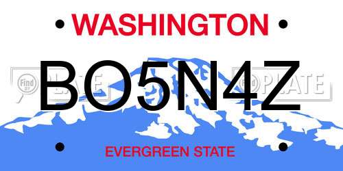 BO5N4Z Washington License Plate