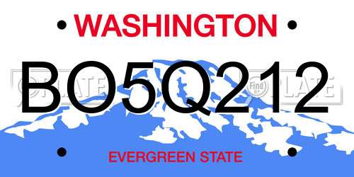BO5Q212 Washington License Plate