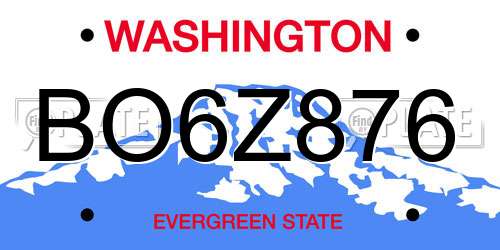 BO6Z876 Washington License Plate
