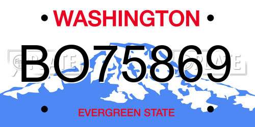 BO75869 Washington License Plate