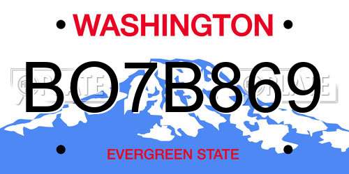 BO7B869 Washington License Plate