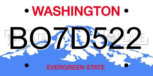 BO7D522 Washington License Plate