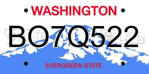BO7Q522 Washington License Plate