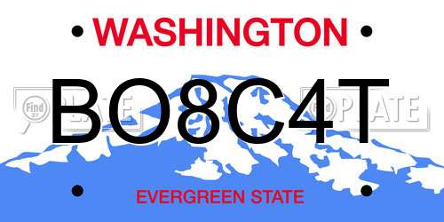 BO8C4T Washington License Plate