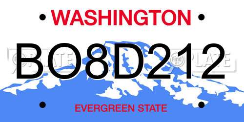 BO8D212 Washington License Plate
