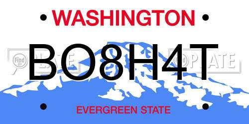 BO8H4T Washington License Plate