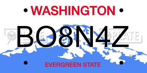 BO8N4Z Washington License Plate