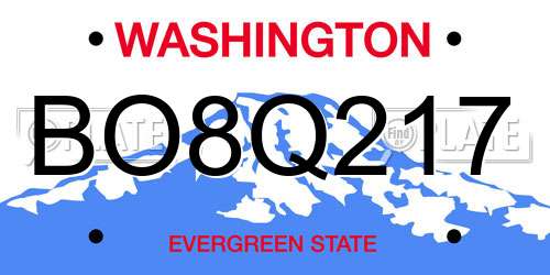 BO8Q217 Washington License Plate
