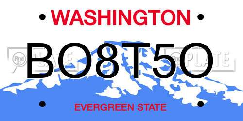 BO8T5O Washington License Plate