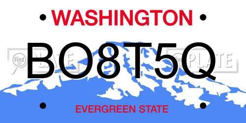 BO8T5Q Washington License Plate