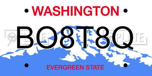 BO8T8Q Washington License Plate
