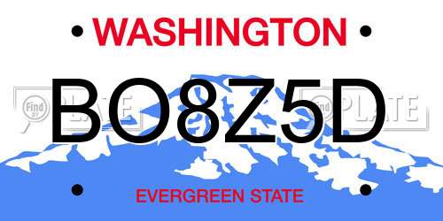 BO8Z5D Washington License Plate