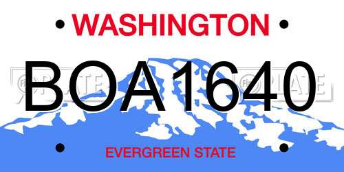 BOA1640 Washington License Plate