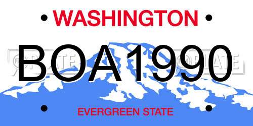 BOA1990 Washington License Plate
