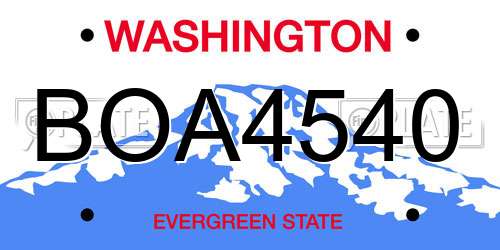BOA4540 Washington License Plate