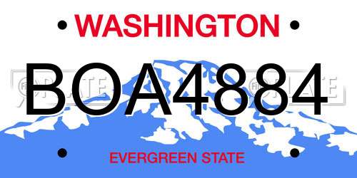 BOA4884 Washington License Plate